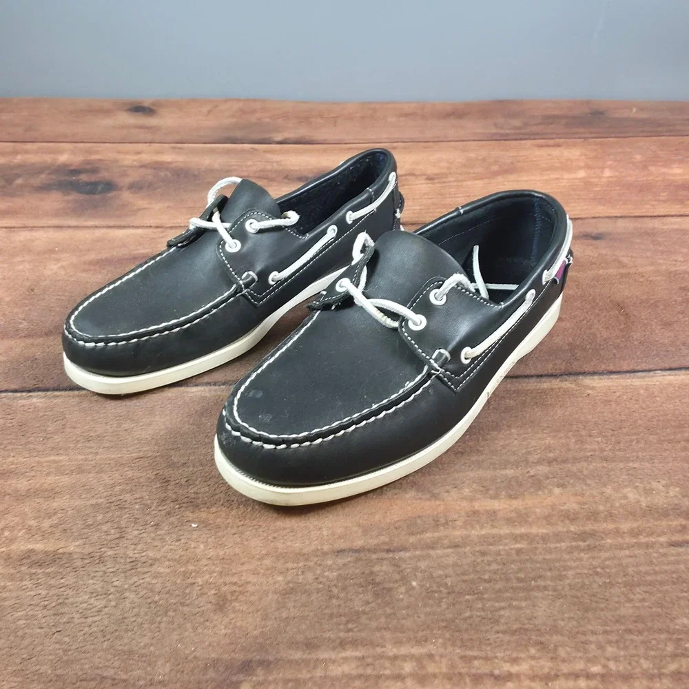 Sebago Docksides Boat Shoes Mens Size 9.5 Black Good Leather Moc Toe Loafer